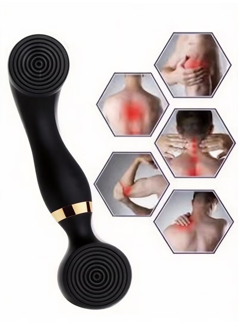 DubaiGallery Dual Head Electric Facial & Body Massager Wand for Face, Neck, Back, Arms & Legs, High Frequency Vibration Muscle Relaxation Device, Portable Ergonomic Design, USB Rechargeable, Multiple Massage Modes for Skin Care, Pain Relief & Home Wellness, Black - Image 1
