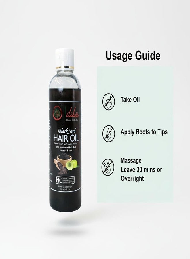 ILIKA Black Seed Hair Oil with Mustard & Amla | Controls Premature Greying, Boosts Hair Growth & Scalp Health | 100% Natural & Chemical-Free | Men & Women | 200ml - Image 4