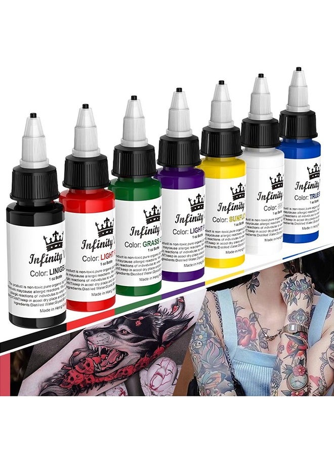 Infinity - Set Of 7 Colors Tattoo Ink Set Natural Plant Shader Semi Makeup Body Arts Paint Tattoo Supplies - Image 1