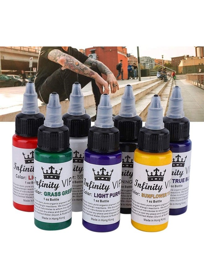 Infinity - Set Of 7 Colors Tattoo Ink Set Natural Plant Shader Semi Makeup Body Arts Paint Tattoo Supplies - Image 1