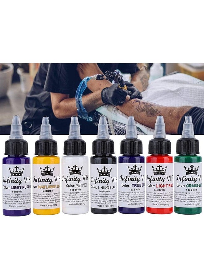 Infinity - Set Of 7 Colors Tattoo Ink Set Natural Plant Shader Semi Makeup Body Arts Paint Tattoo Supplies - Image 1