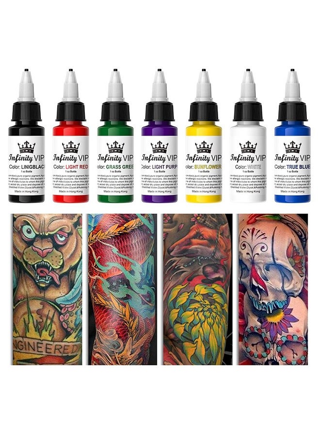 Infinity - Set Of 7 Colors Tattoo Ink Set Natural Plant Shader Semi Makeup Body Arts Paint Tattoo Supplies - Image 1