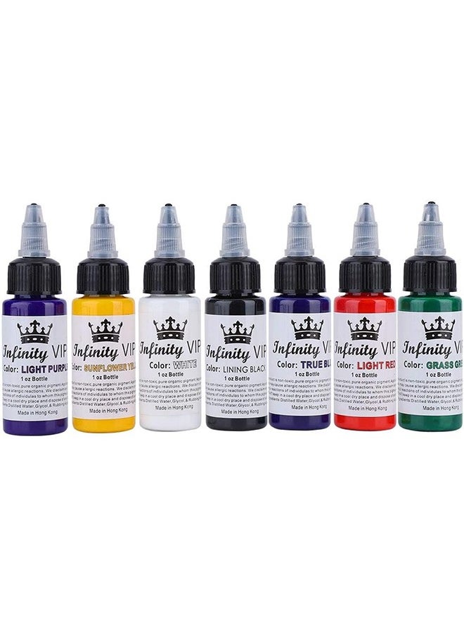 Infinity - Set Of 7 Colors Tattoo Ink Set Natural Plant Shader Semi Makeup Body Arts Paint Tattoo Supplies - Image 1