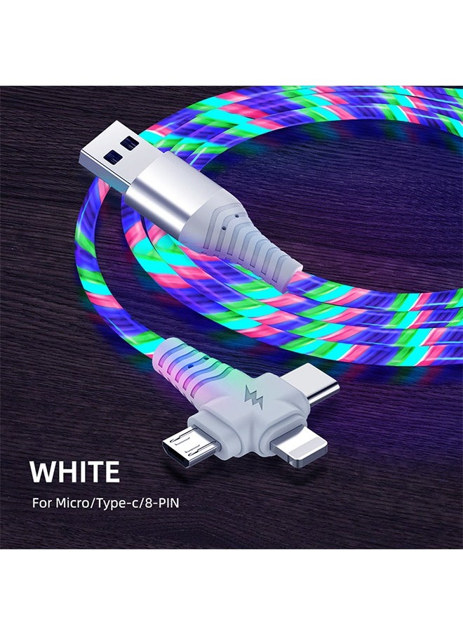 HY - 3 in 1 Charging Cable, Multi Charging Cable LED Flowing Light Up Charger Cable, 3.0 Fast Phone Charger Data Transfer, Durable TPE Charging Cord, for iPhone, Type C and Micro USB Blue 6.6ft - Image 1
