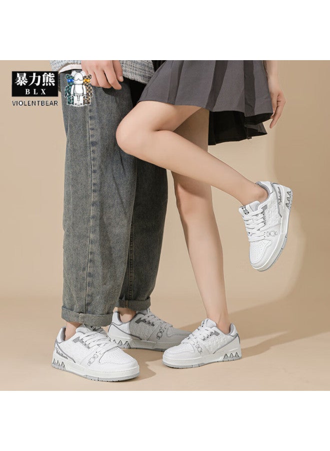 Violentbear Men's Shoes, Spring And Autumn Luminous Sneakers, Casual Couple Breathable Sports Shoes, 889yf White And Gray , Size 36 - Image 2