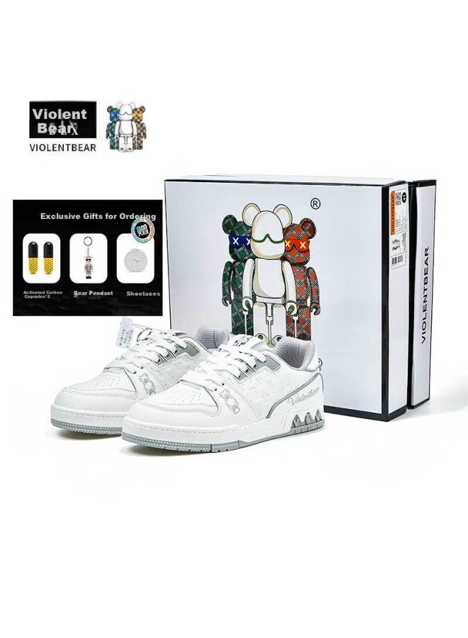 Violentbear Men's Shoes, Spring And Autumn Luminous Sneakers, Casual Couple Breathable Sports Shoes, 889yf White And Gray , Size 36 - Image 1