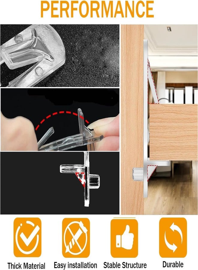 ADULLPONY 30pcs Plastic Locking Shelf Pins, Self Locking Shelf Support Pegs, Clear Self-Locking Shelf Support Pegs, Self-Locking Bracket Clips for Kitchen Cabinet Furniture Book Shelves - Image 3