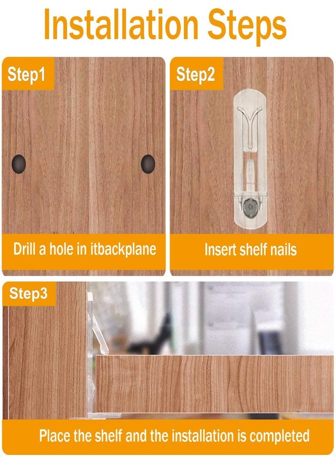 ADULLPONY 30pcs Plastic Locking Shelf Pins, Self Locking Shelf Support Pegs, Clear Self-Locking Shelf Support Pegs, Self-Locking Bracket Clips for Kitchen Cabinet Furniture Book Shelves - Image 4