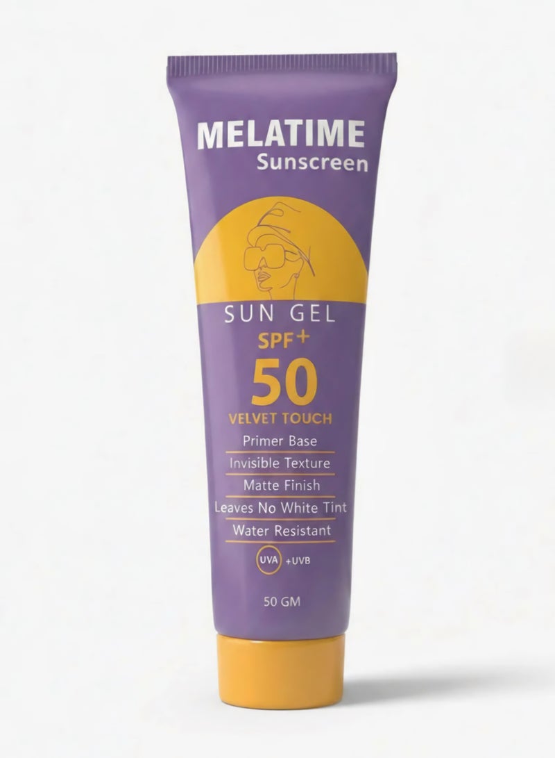 Melatime Sunscreen Gel Velvet Touch 50 gm SPF 50+ - Image 2