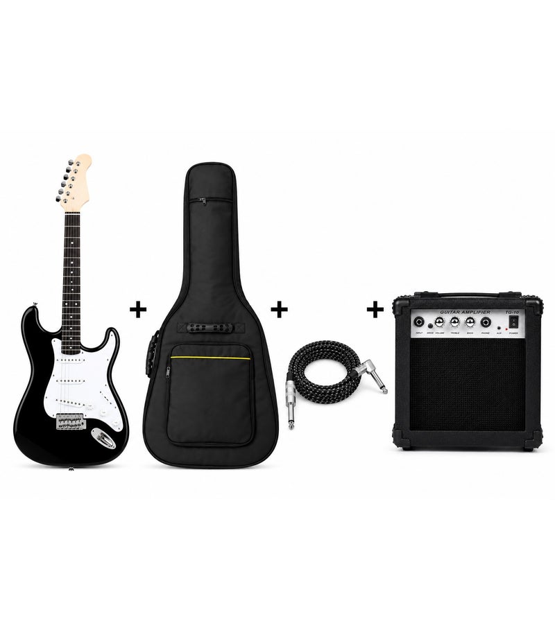 Megarya Electric Guitar Starter Kit, 6-String Black Electric Guitar with SSS Pickups, TG-10 Practice Amplifier, Gig Bag & Instrument Cable, Beginner Guitar Bundle for Home Practice & Lessons - Image 1