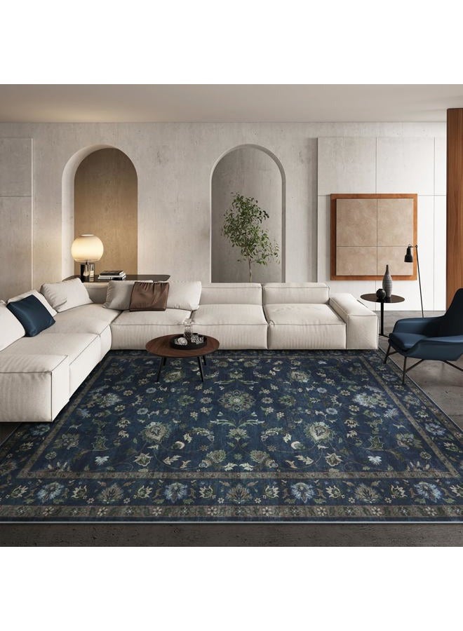 Wonnitar 5x7 Washable Area Rug, Non Slip Vintage Floral Rug for Bedroom, Ultra-Thin Stain Resistant Floor Carpets Rugs for Living Room Dining Room Home Office,(Blue,5x7) - Image 3