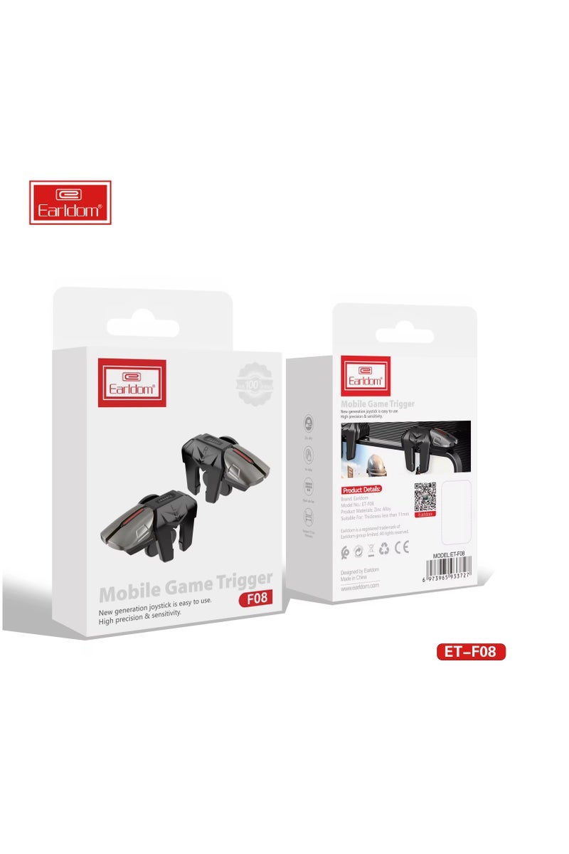 Earldom ET-F08 Mobile Game Trigger Controller - Shoot Fire Button for Smartphone iOS and Android | Ergonomic 2-Trigger Design, Non-Slip Grip, Universal Phone Clip, and Rapid-Fire Function for PUBG, Call of Duty Mobile, Fortnite & More - Image 1