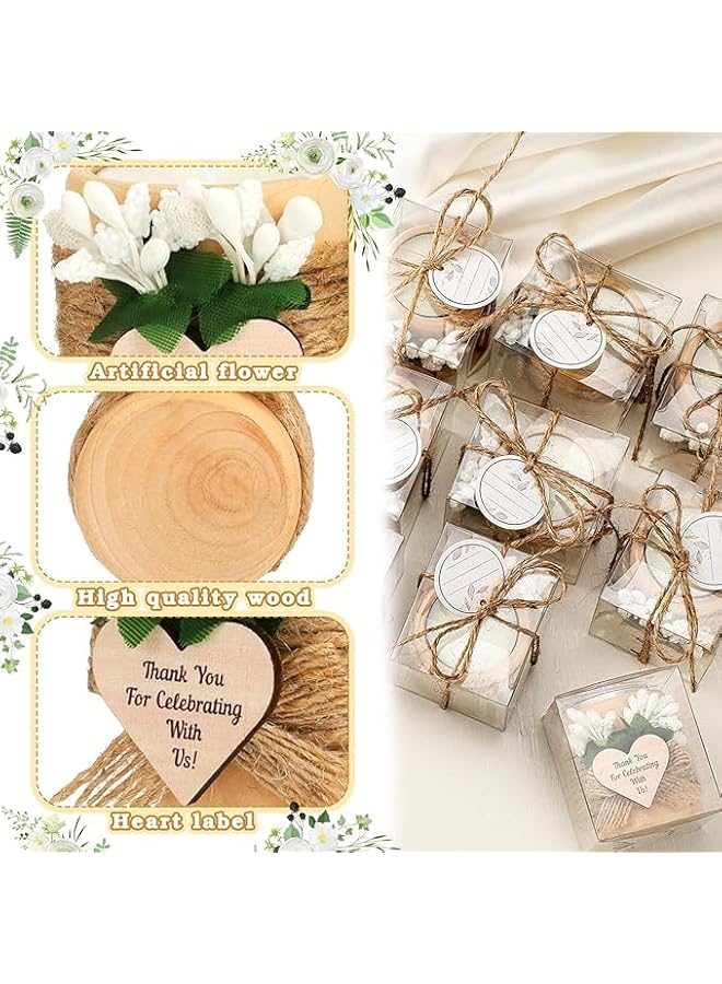 The Bros 16 Pack Wooden Tealight Candle Holder Set, Wedding Cave Candle, Thank You Guest Gift, Handmade Candle with Card Box, Rope (Classic)  - Image 4