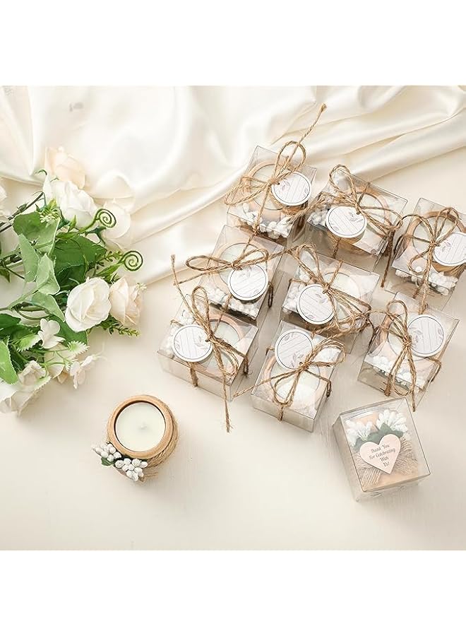 The Bros 16 Pack Wooden Tealight Candle Holder Set, Wedding Cave Candle, Thank You Guest Gift, Handmade Candle with Card Box, Rope (Classic)  - Image 5