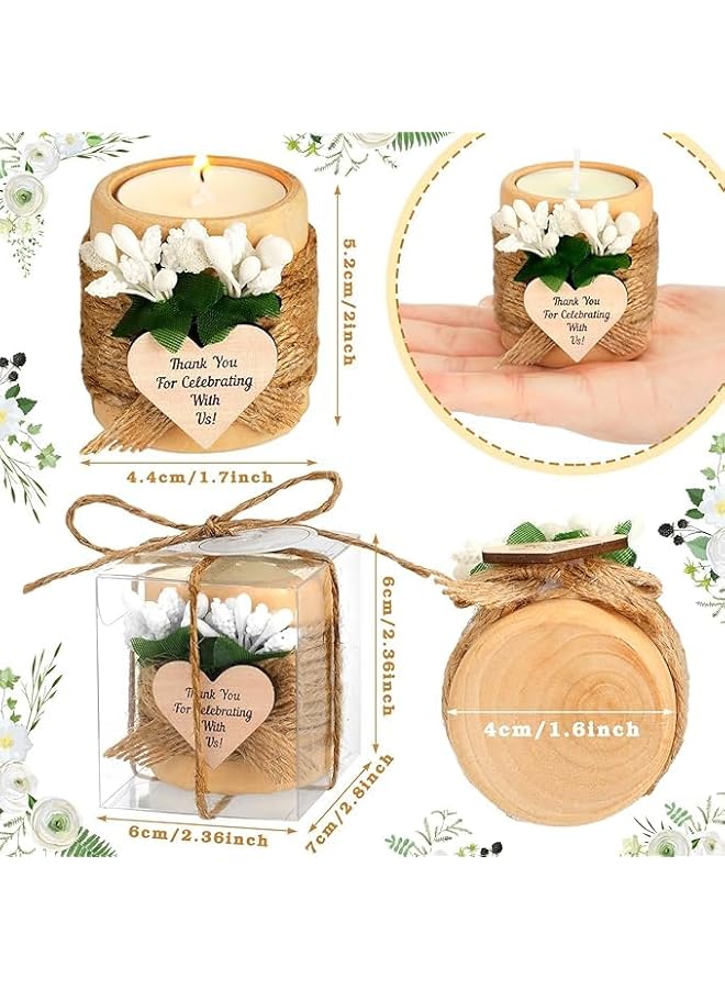 The Bros 16 Pack Wooden Tealight Candle Holder Set, Wedding Cave Candle, Thank You Guest Gift, Handmade Candle with Card Box, Rope (Classic)  - Image 2
