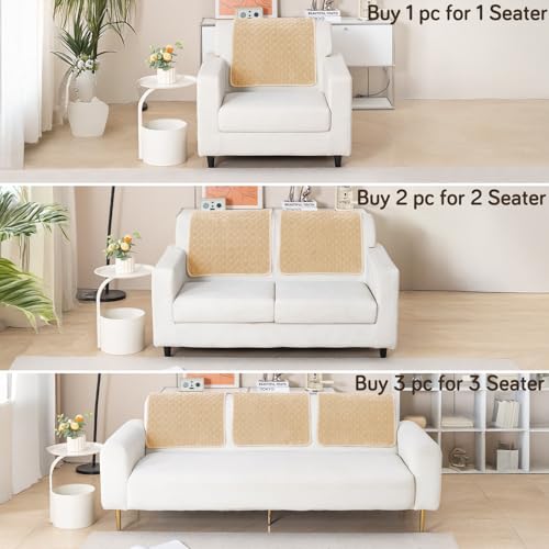 HOKIPO 'Diamond Plush' Premium Quilted Anti Slip Sofa Cover Mats for L Shape and 1/2/3 Seater Sofa. Make Your Own Sofa Cover Set, 70(D) x 170(L) cm, Beige (AR-5899-BGE) - Image 3