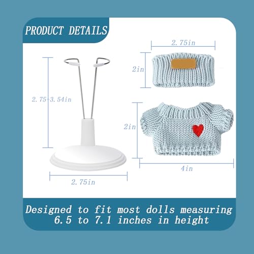 SHUOXUKE for Adjustable White Display Stand with 2Piece Doll Outfit Sweater Hat for 17cm Dolls Cute 3Piece Accessories Set - Image 5