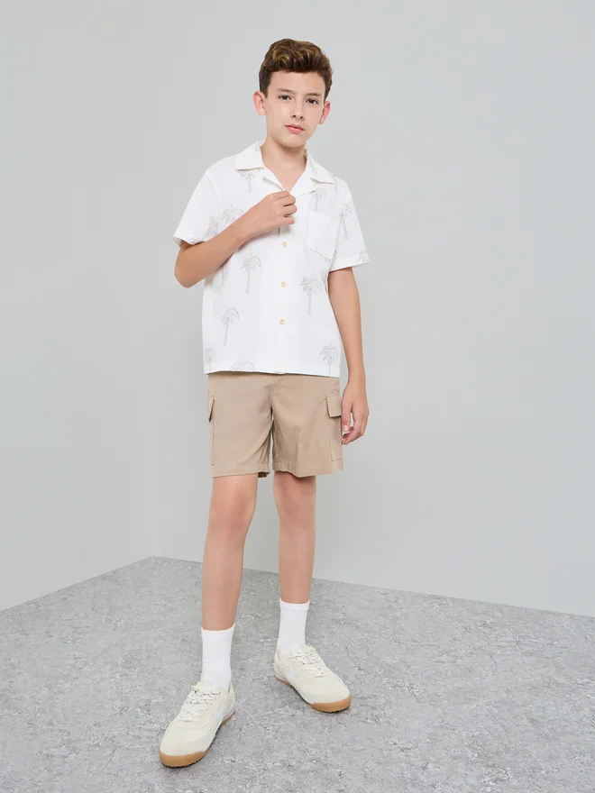 Styli Styli Boys Emrboidered Resort Collar Shirt