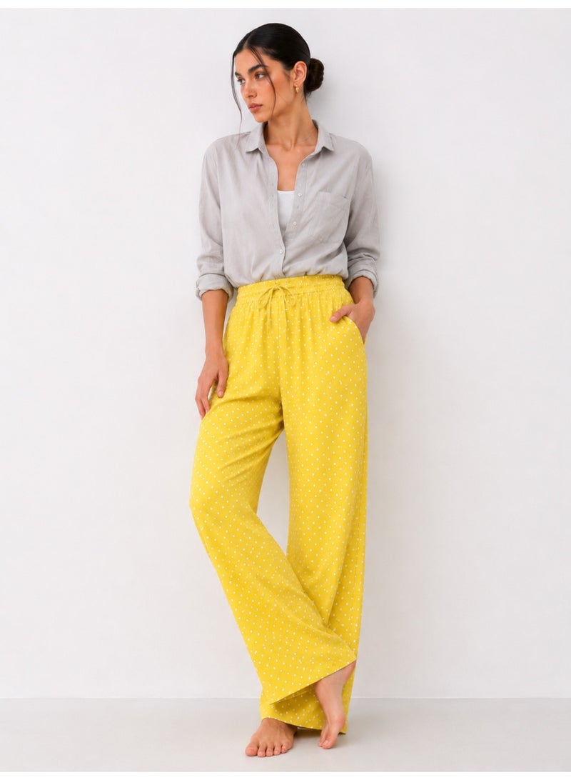 Soft Steps Women’s Wide Leg Polka Dot Pants – Casual Streetwear Lounge Trousers with Elastic Waist and Loose Fit - Image 1
