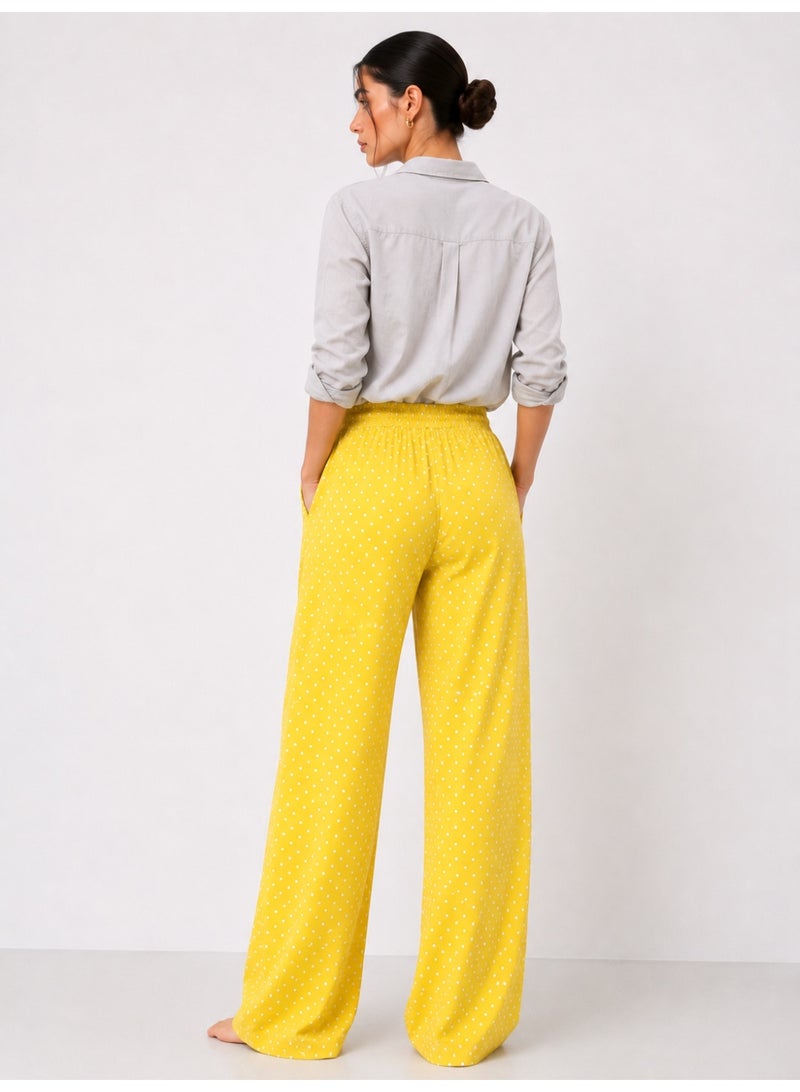 Soft Steps Women’s Wide Leg Polka Dot Pants – Casual Streetwear Lounge Trousers with Elastic Waist and Loose Fit - Image 2