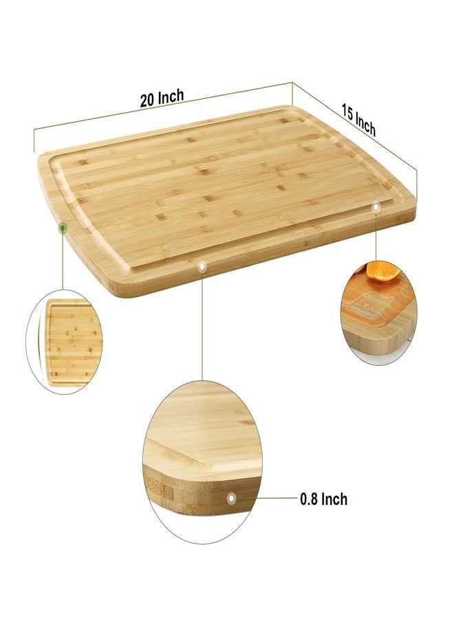 GAOMON Extra Large Organic Bamboo Cutting Board, Meal Prep & Serving Wooden Cutting Board for Kitchen, Chopping Butcher Block for Turkey, Meat, Vegetables, Bbq (20 x 15 In) - Image 2