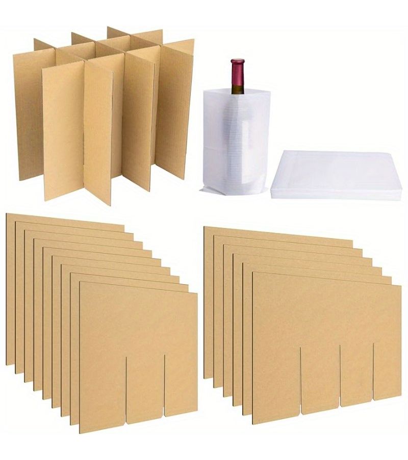 3 مجموعات من فواصل التغليف الزجاجية لصناديق النقل مقاس 16x12x12 بوصة مع 36 كيساً رغوياً - Image 1