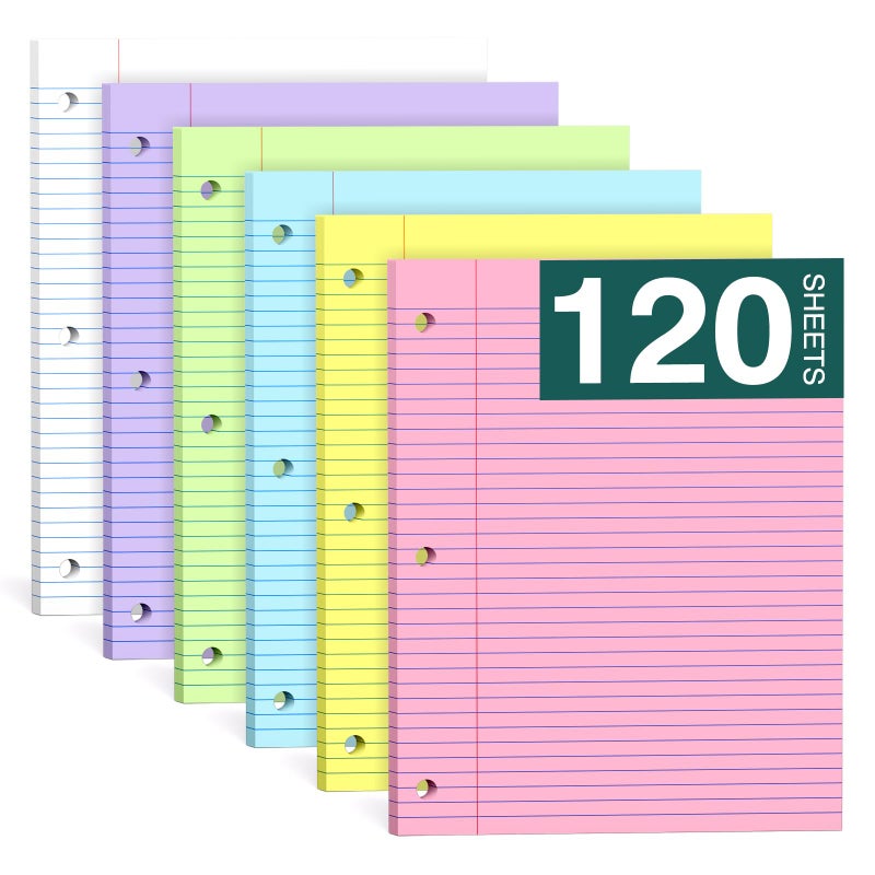 Ciphyfee Note Pads 8 X 10.5 Loose Leaf Paper, 120Sheets, 3 Hole Punched Lined Paper, College Ruled 8 X 10.5 Notebooks, 10-1/2" X 8 Binder Writing Pads, Filler Paper For Engineering, Office, School Supplies - Image 1