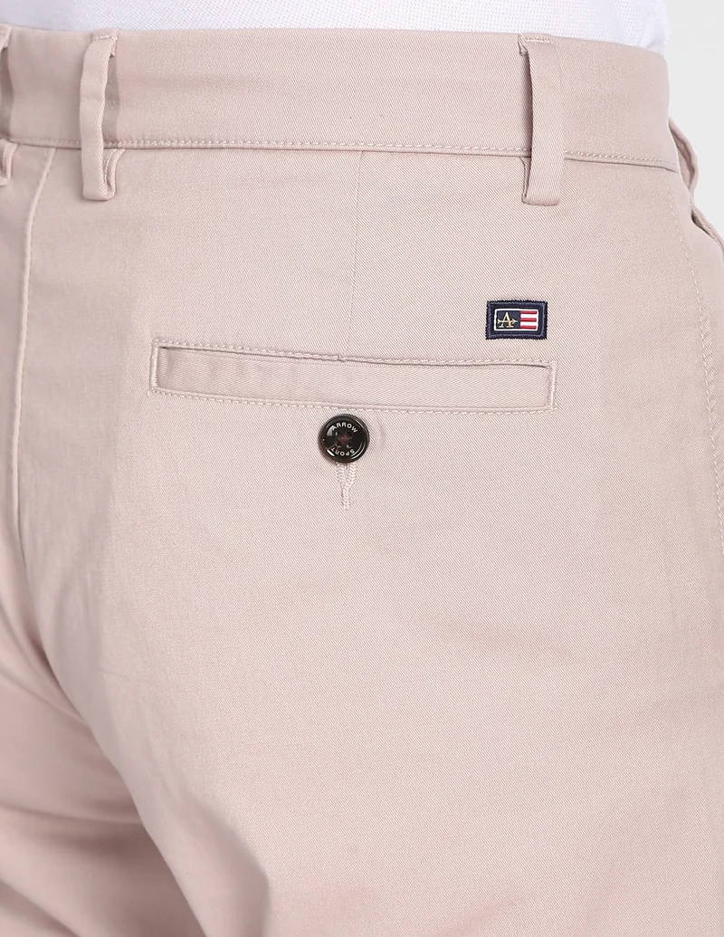 Arrow Light Pink Low Rise Slim Fit Casual Trousers for Men | Best Price UAE