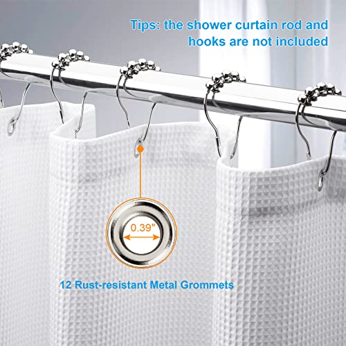 AmazerBath 78 Inch Shower Curtain Fabric, Waffle Shower Curtain 72x78 Inches, Long Shower Curtain White Heavy Duty Hotel Quality Bathroom Shower Curtains - Image 5