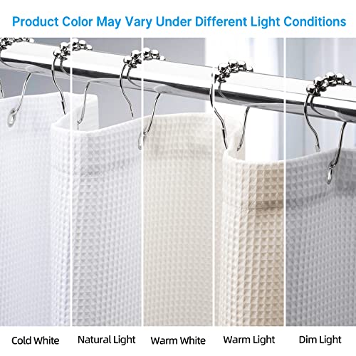 AmazerBath 78 Inch Shower Curtain Fabric, Waffle Shower Curtain 72x78 Inches, Long Shower Curtain White Heavy Duty Hotel Quality Bathroom Shower Curtains - Image 4
