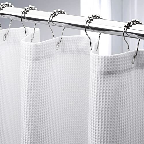 AmazerBath 78 Inch Shower Curtain Fabric, Waffle Shower Curtain 72x78 Inches, Long Shower Curtain White Heavy Duty Hotel Quality Bathroom Shower Curtains - Image 1