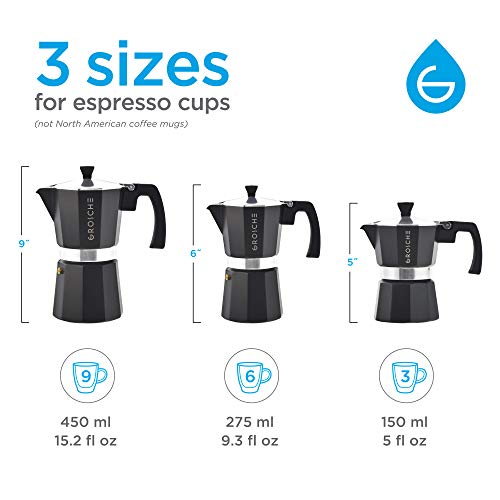 GROSCHE Milano Stovetop Espresso Maker Moka Pot 6 espresso Cup - 9.3 oz, Silver - Cuban Coffee Maker Stove top coffee maker Moka Italian espresso greca coffee maker brewer percolator - Image 4