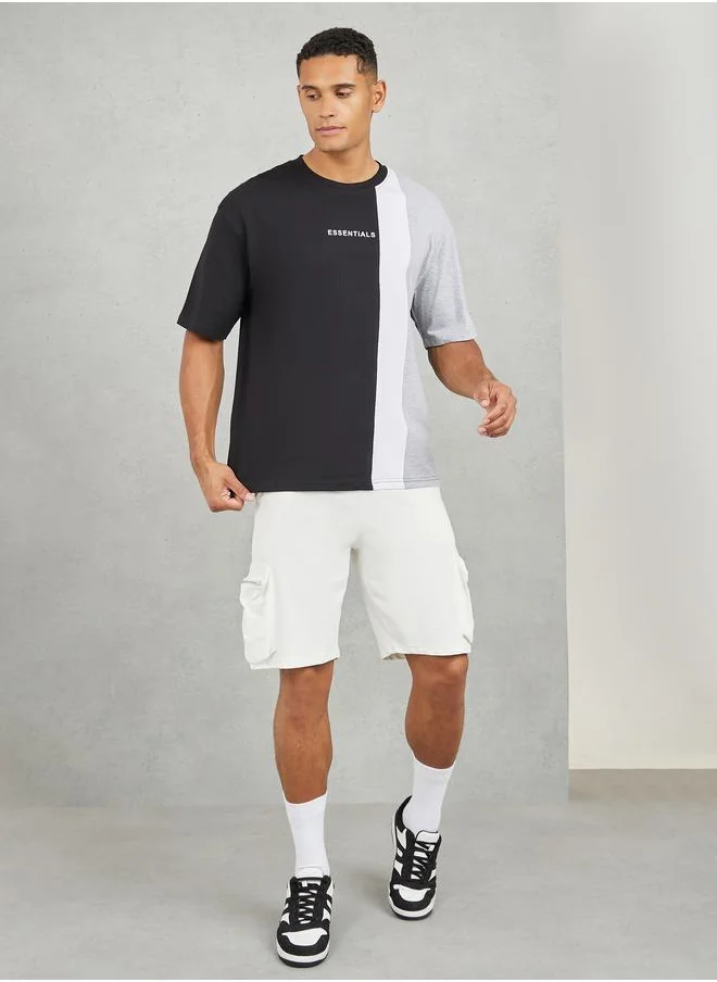 ستايلي Oversized Colorblock Essential Print T-shirt