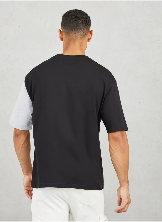 ستايلي Oversized Colorblock Essential Print T-shirt