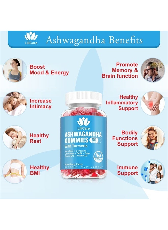 EnvyDeal 2 Pack Ashwagandha Gummies for Immune Support, 2000mg Organic Ashwa Root Extract Supplement for Women & Men - 120 Count - Image 3