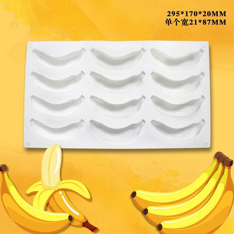 mostsom Silicone Mold Baking Pan Non-Stick Baking Pastry Chocolate Cake Dessert DIY Decoration Tools (Banana R_11.8x6.8x0.08 inch) - Image 2