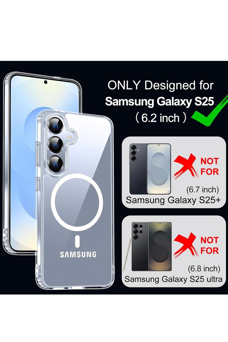 YJS Samsung Galaxy S25 Case Cover Support Wireless Charging Case with Tempered Glass 9D Full Coverage High Responsive Glass for Samsung Galaxy S25 6.2-inch - Image 2