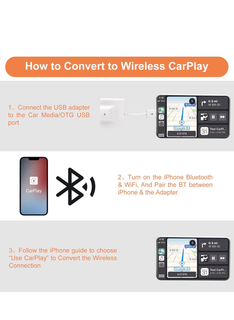Wireless CarPlay Adapter for iPhone, Wireless Auto Car Adapter, Apple Wireless Carplay Dongle, Plug&Play 5GHz WiFi Online Update - Image 4
