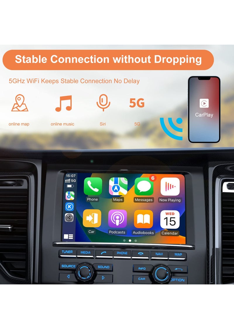 Wireless CarPlay Adapter for iPhone, Wireless Auto Car Adapter, Apple Wireless Carplay Dongle, Plug&Play 5GHz WiFi Online Update - Image 2