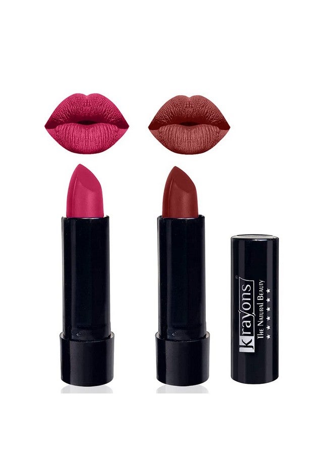كرايونز أحمر شفاه كرايونس كيوت بوب غير لامع، مقاوم للماء، يدوم طويلاً، وردي ملاك، عنابي كرزي، 3.5 جرام لكل منهما (عبوة من قطعتين) - Image 1