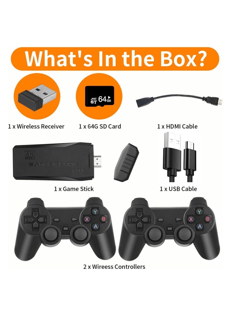 ELTRAZONE - Wireless Retro Game Console, Plug & Play Video TV Game Stick With 10000+ Games Built-in, 9 Emulators, 4K HDMI Output for TV with Dual 2.4G Wireless Controllers - Image 1
