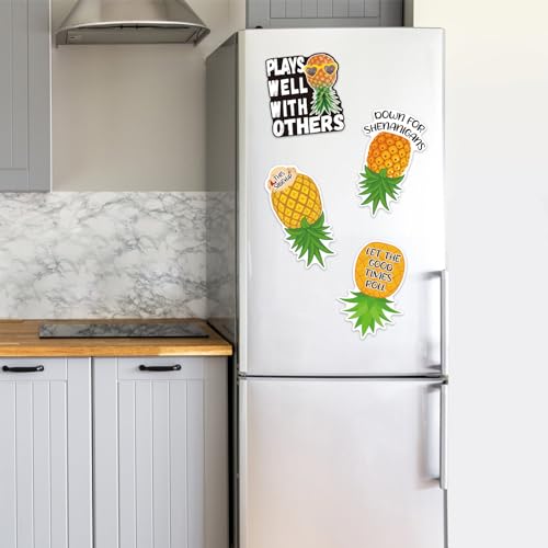 KDIMSY 4 Pcs Upside Down Pineapple Magnet - Pineapple Decor Magnetic Stickers for Cruise Doors, Cabin，Refrigerators, and Cars - Image 4