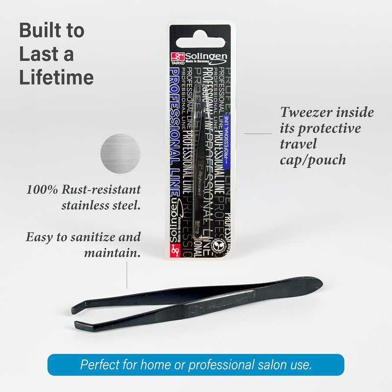 solingen Stainless Steel Professional Slanted Tip Tweezers | Best Shaped for Eyebrows Extensions Chin Cheek Face Facial Hair | Made in Germany - Image 2