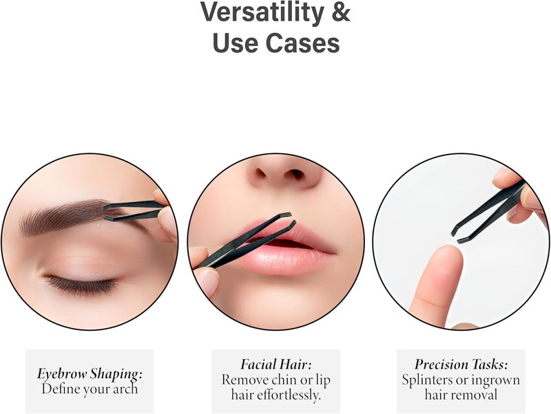 solingen Stainless Steel Professional Slanted Tip Tweezers | Best Shaped for Eyebrows Extensions Chin Cheek Face Facial Hair | Made in Germany - Image 4