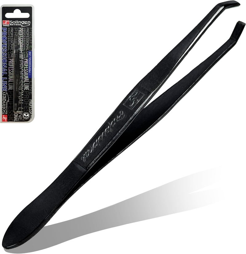 solingen Stainless Steel Professional Slanted Tip Tweezers | Best Shaped for Eyebrows Extensions Chin Cheek Face Facial Hair | Made in Germany - Image 1