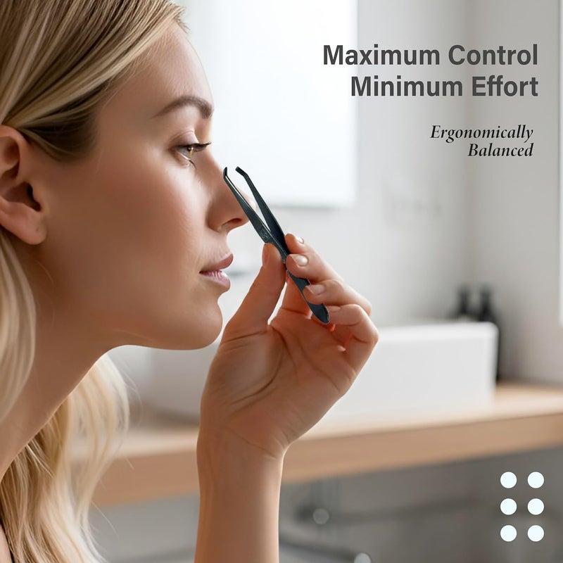 solingen Stainless Steel Professional Slanted Tip Tweezers | Best Shaped for Eyebrows Extensions Chin Cheek Face Facial Hair | Made in Germany - Image 5