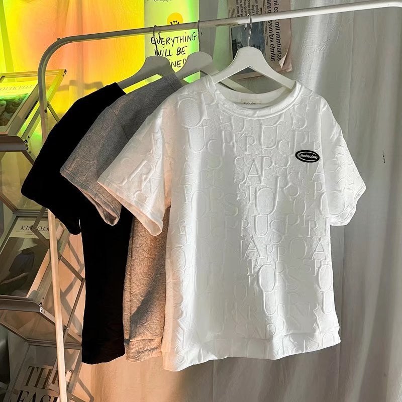 Summer Casual Short Sleeve T-Shirt And Five-Quarter Pants Mens Fashionable All-Match Solid Color Leisure Set Korean Trend Brand INS Black T-Shirt  - Image 2