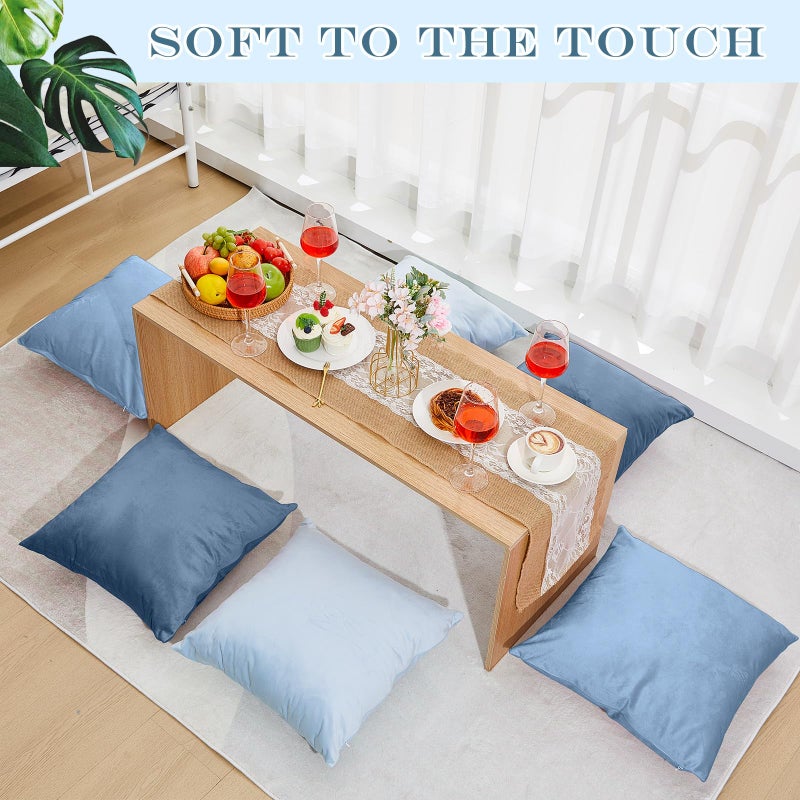 Berlune 6 Pcs Valentine's Day Velvet Throw Pillow Covers 18" x 18" Cushion Cases Soft Pillowcase for Valentine Picnic Coquette Party Accessories Couch Sofa Bed Decor, No Inserts (Blue Series) - Image 3