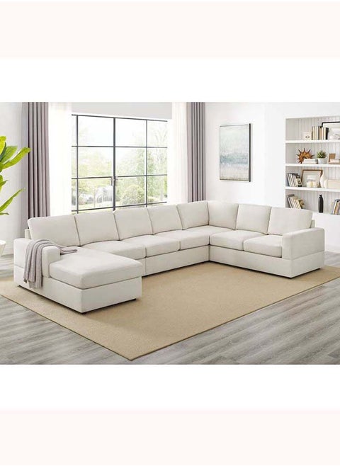Rightand Facing Modular Sofa Corner Sectional Cream 83x345x210 cm
