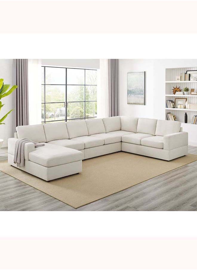 FSH Furniture Rightand Facing Modular Sofa Corner Sectional Cream 83x345x210 cm  - Image 1